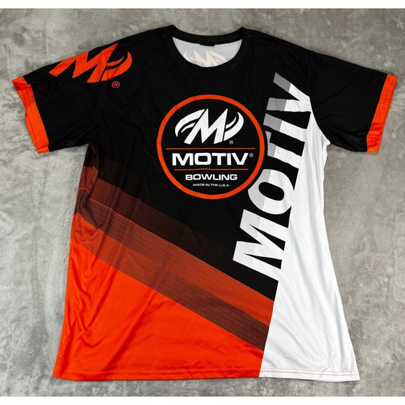 Motiv Other - Motiv Bowling Jersey Mens 3XL Black Orange Excellent Sublimated Graphic Tee